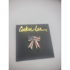 New Cookie Lee Brooch Pin Bow Red White Blue Flag Patriotic Independance Day